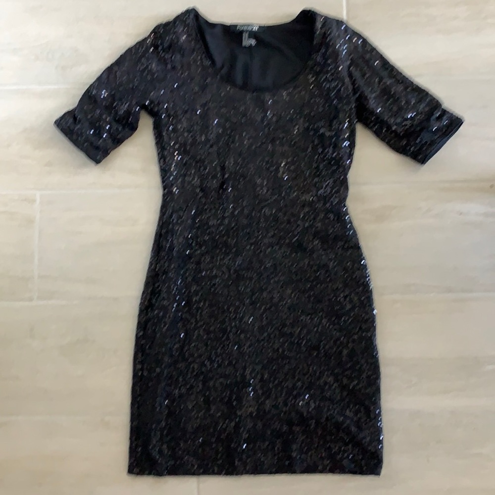 Sequin black mini dress forever 21